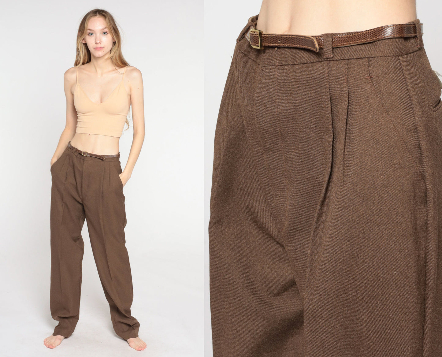 70s Lord Isaacs Brown Straight Leg Trousers High Rise Small S