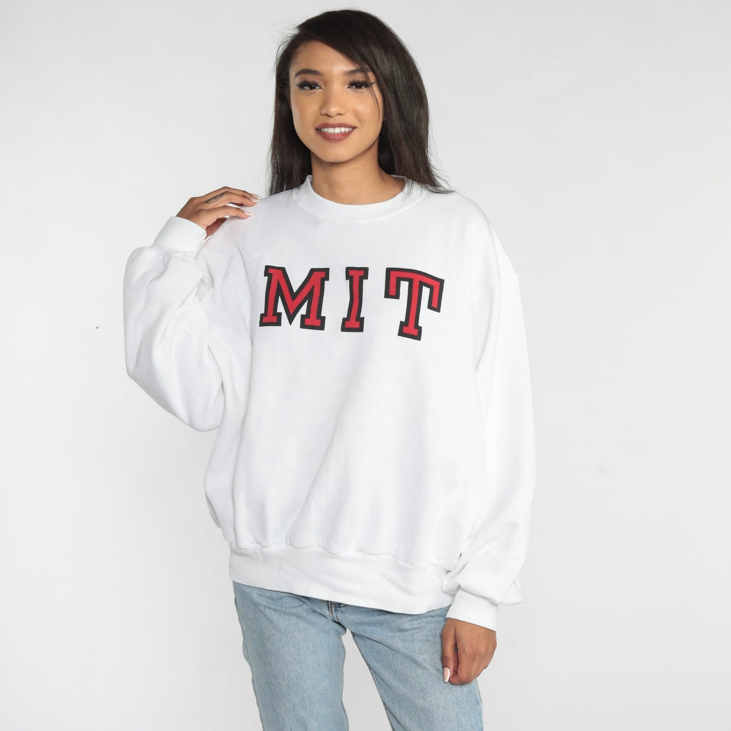 90s MIT Beavers Champion Sweatshirt White Graphic Crewneck Extra Large