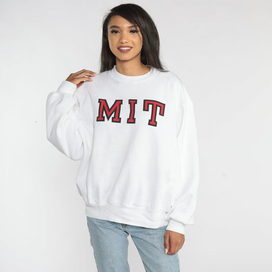 90s MIT Beavers Champion Sweatshirt White Graphic Crewneck Extra Large
