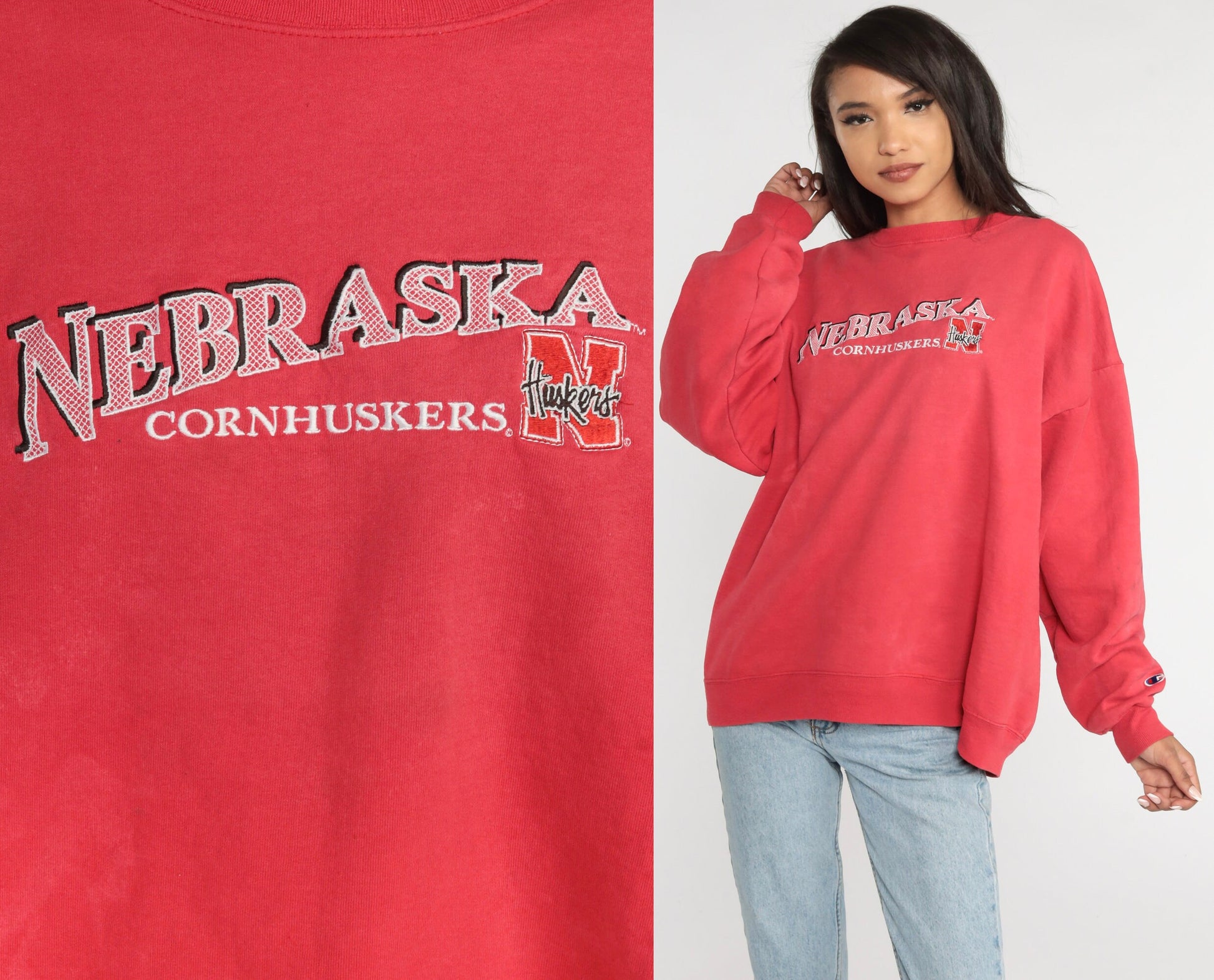 90s University of Nebraska Cornhuskers Champion Sweatshirt Red Crewneck Extra Large XL