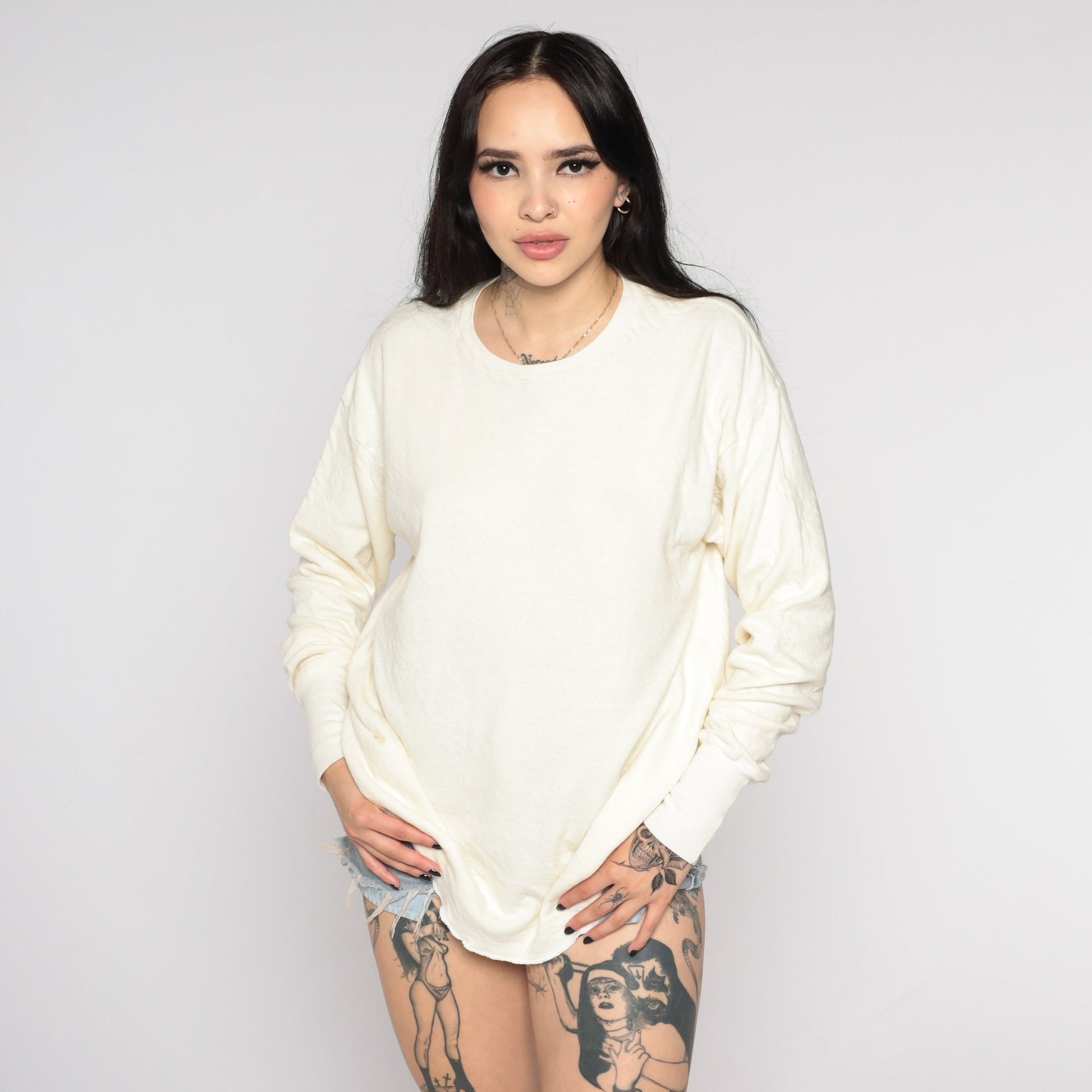 80s Jockey Thermal Undershirt Cream Long Sleeve Extra Large