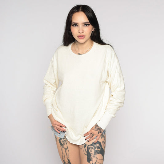 80s Jockey Thermal Undershirt Cream Long Sleeve Extra Large