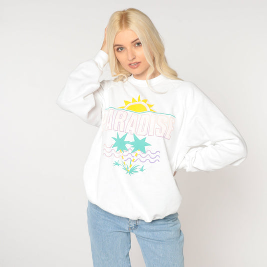 80s Tropical Beach Sunset Paradise Sweatshirt Graphic Crewneck Extra Large XXL