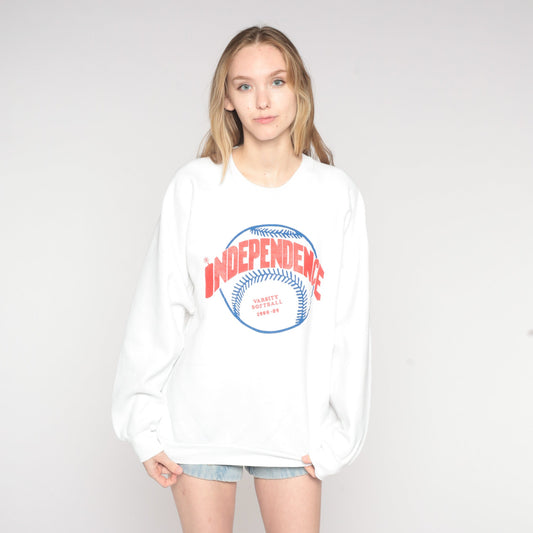 90s Independence Varsity Softball 1988-89 Graphic Sweatshirt White Extra Large