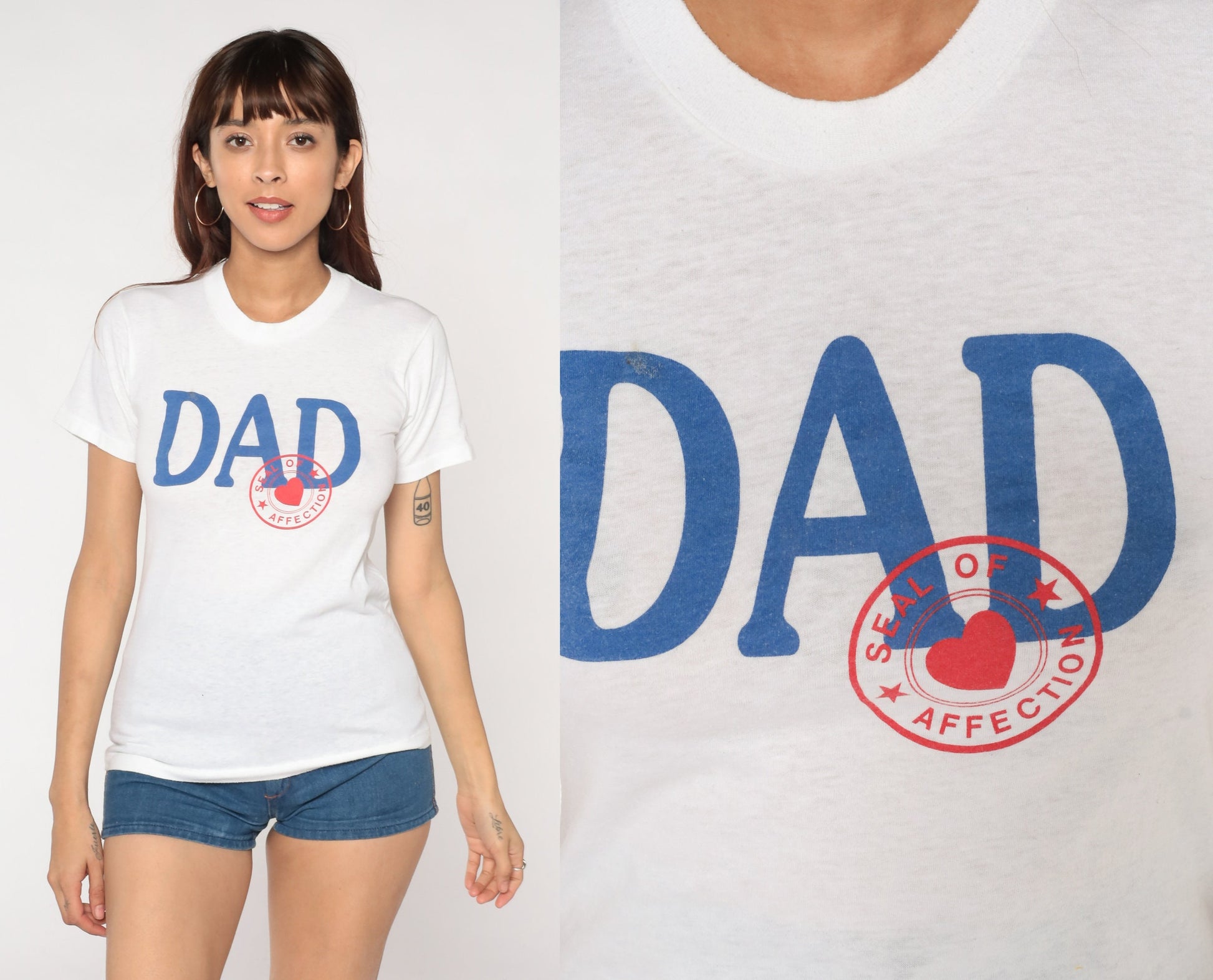 80s Dad Seal of Affection Graphic T-Shirt White Single Stitch Extra Small