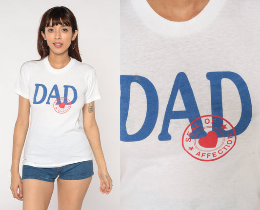 80s Dad Seal of Affection Graphic T-Shirt White Single Stitch Extra Small