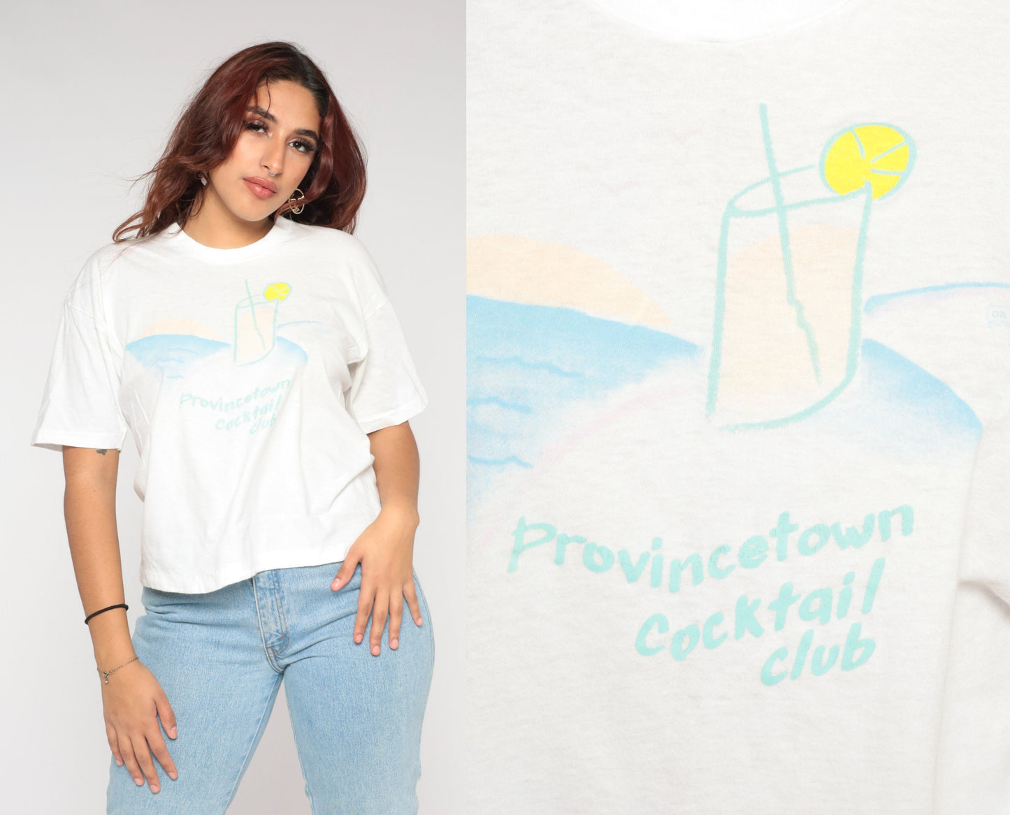 80s Provincetown Cocktail Club Massachusetts Graphic Tee White Cotton Large