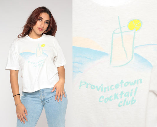 80s Provincetown Cocktail Club Massachusetts Graphic Tee White Cotton Large