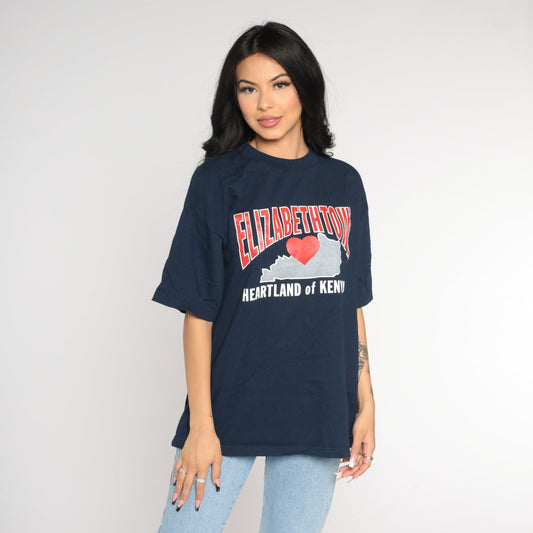 90s Elizabethtown Kentucky Heartland Graphic T-Shirt Navy Blue Extra Large XL