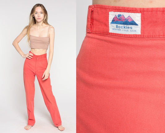 80s Rockies Red Cotton High-Waisted Tapered Trousers Extra Small Tall