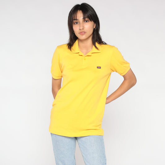 80s Britannia Polo Shirt Yellow Collared Short Sleeve Men's Small