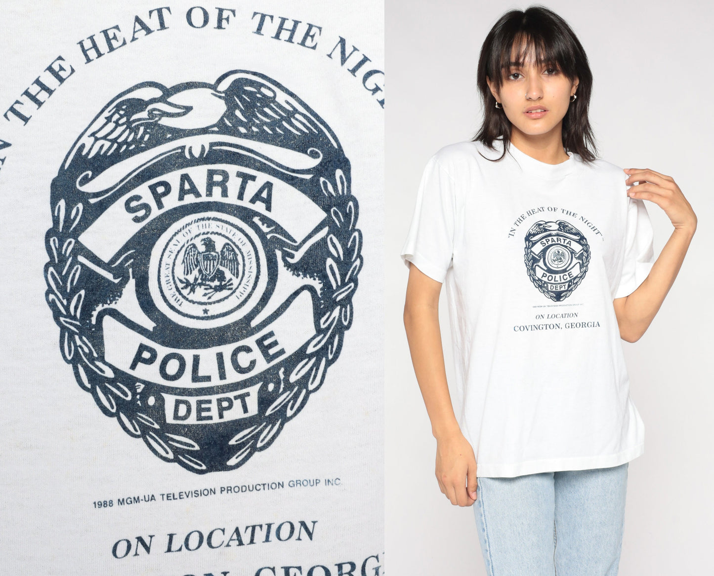 90s Sparta Police Department Covington Georgia Graphic Tee White Medium