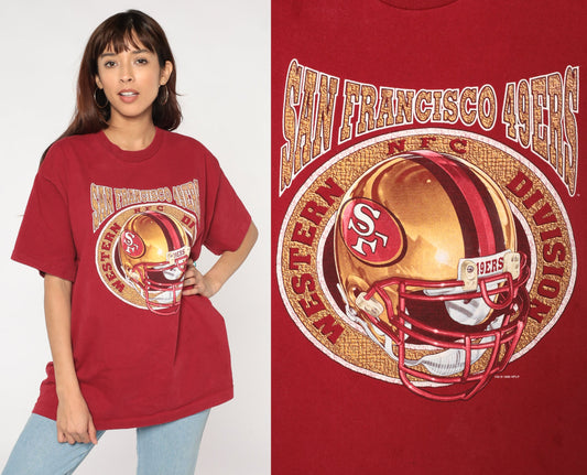 90s San Francisco 49ers NFL Football T-Shirt Red Single Stitch Extra Large