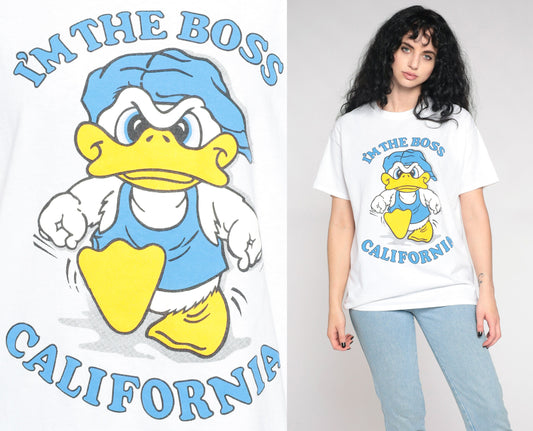 00s California Duck Graphic T-Shirt I'm The Boss White Medium
