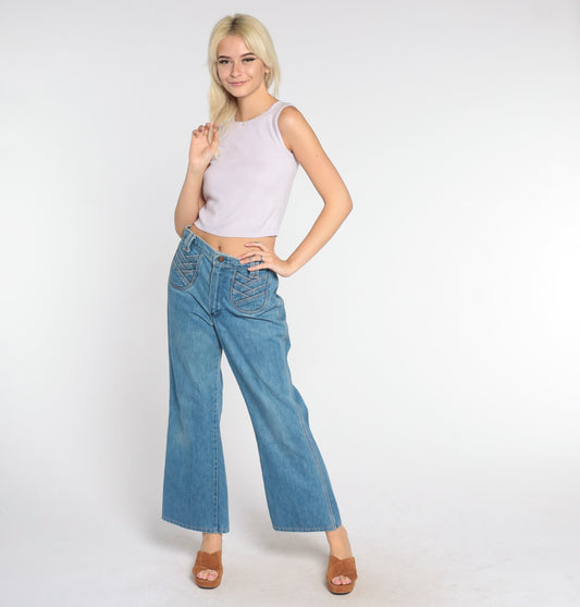 70s Wrangler High Waisted Bell Bottom Jeans Denim Flare Medium M