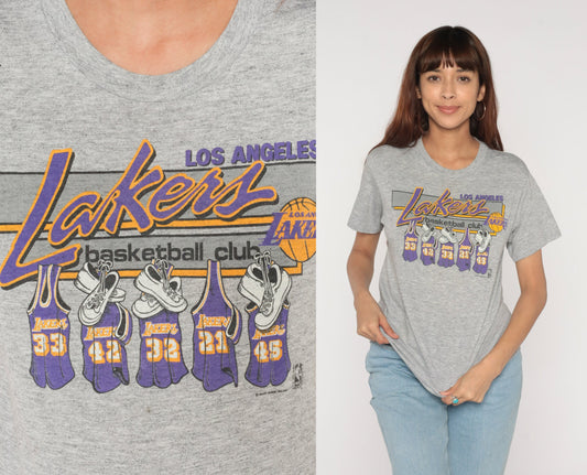 80s LA Lakers Basketball Club Graphic Tee NBA Small