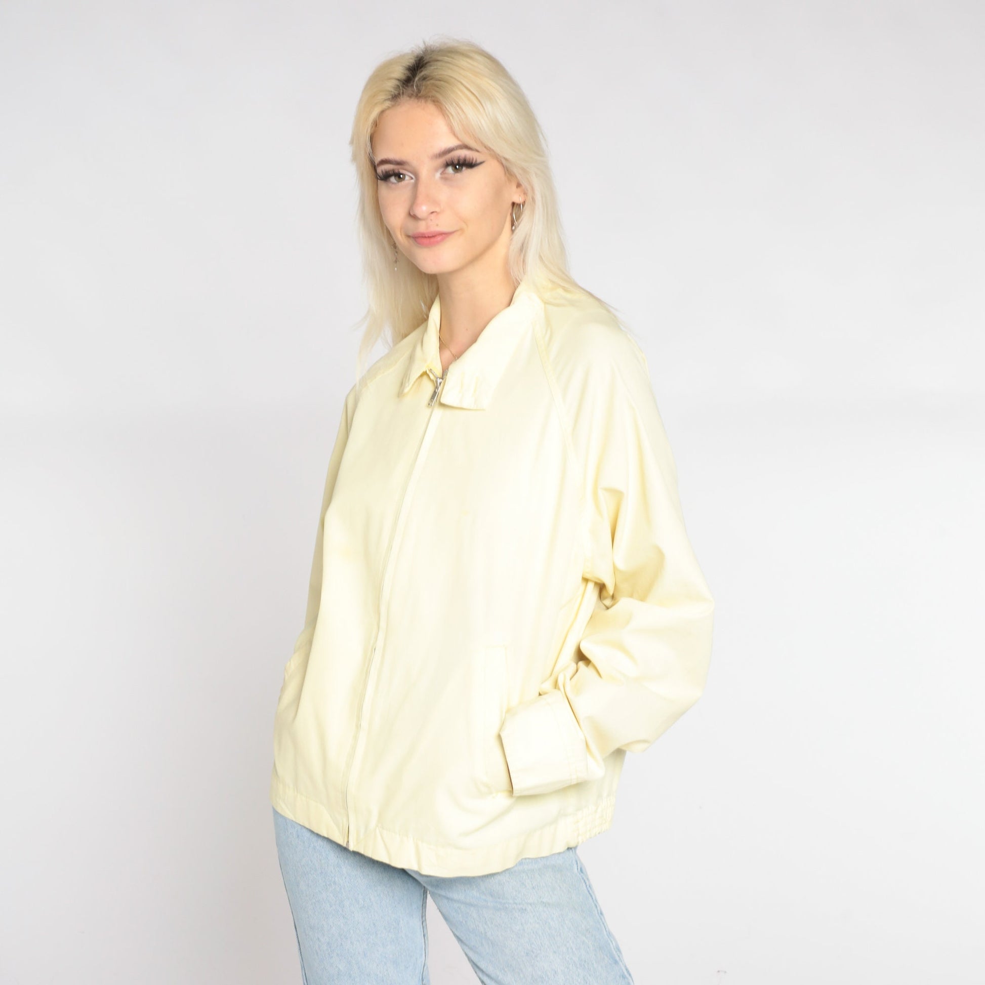 80s Sears Yellow Windbreaker Zip-Up Jacket Medium Large
