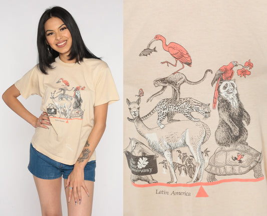 Y2K The Nature Conservancy Latin America Wildlife Graphic Tee Tan Small S