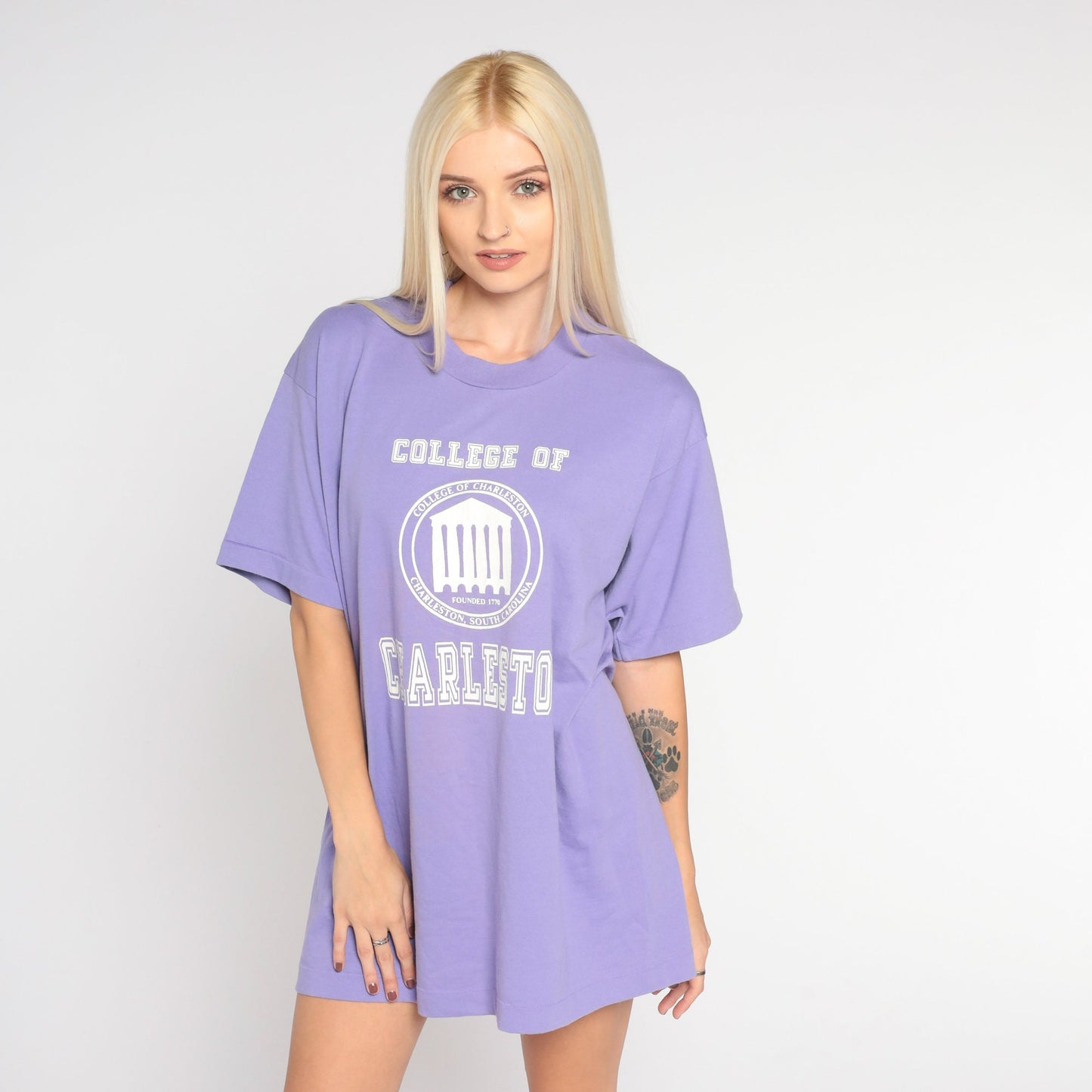 90s College of Charleston Graphic T-Shirt Lavender Screen Stars Large