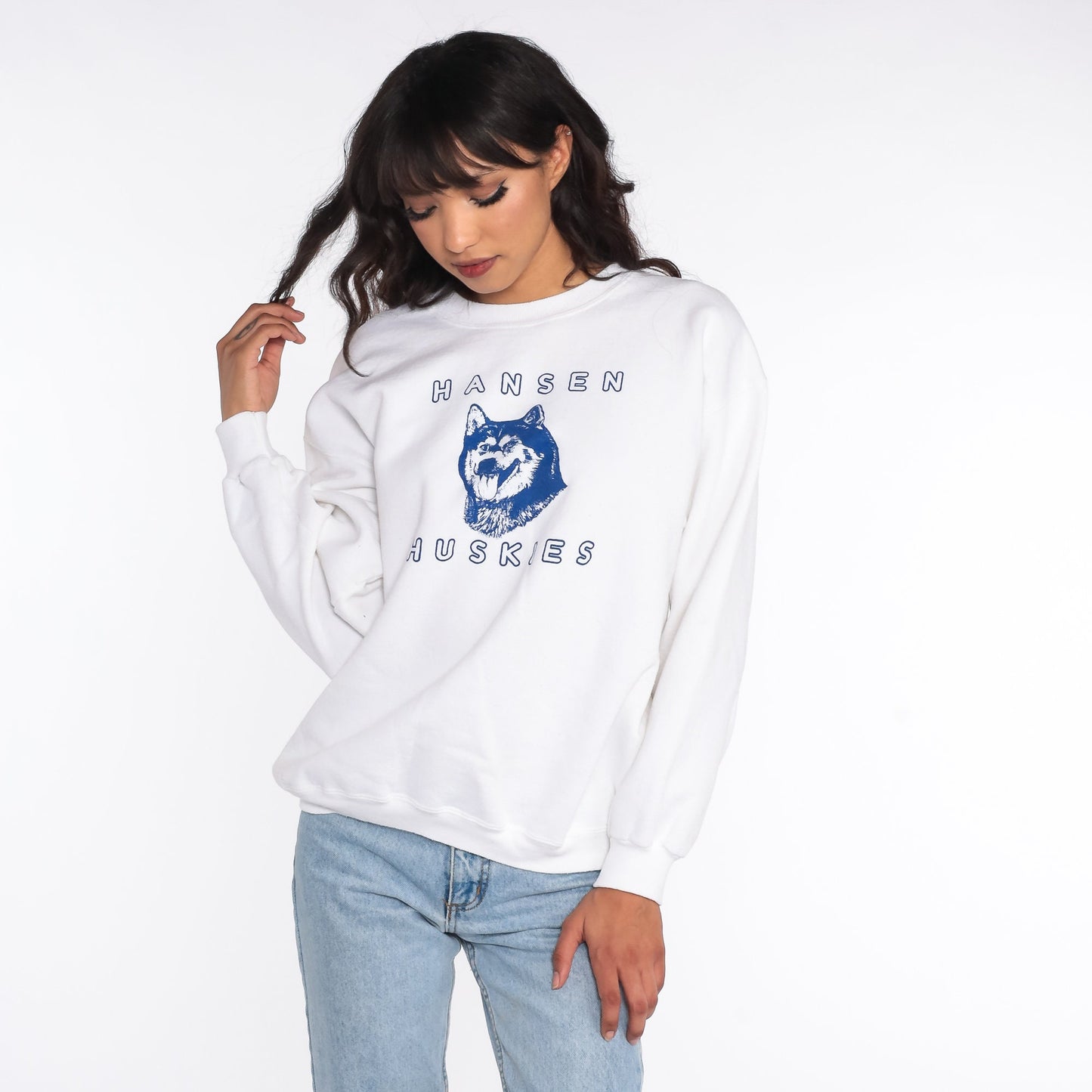 90s Hansen Huskies Anaheim California Elementary School Sweatshirt White Large L