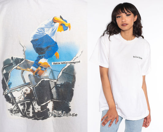 90s Public Image Skateboarding Graphic T-Shirt Cotton Tee Medium Large