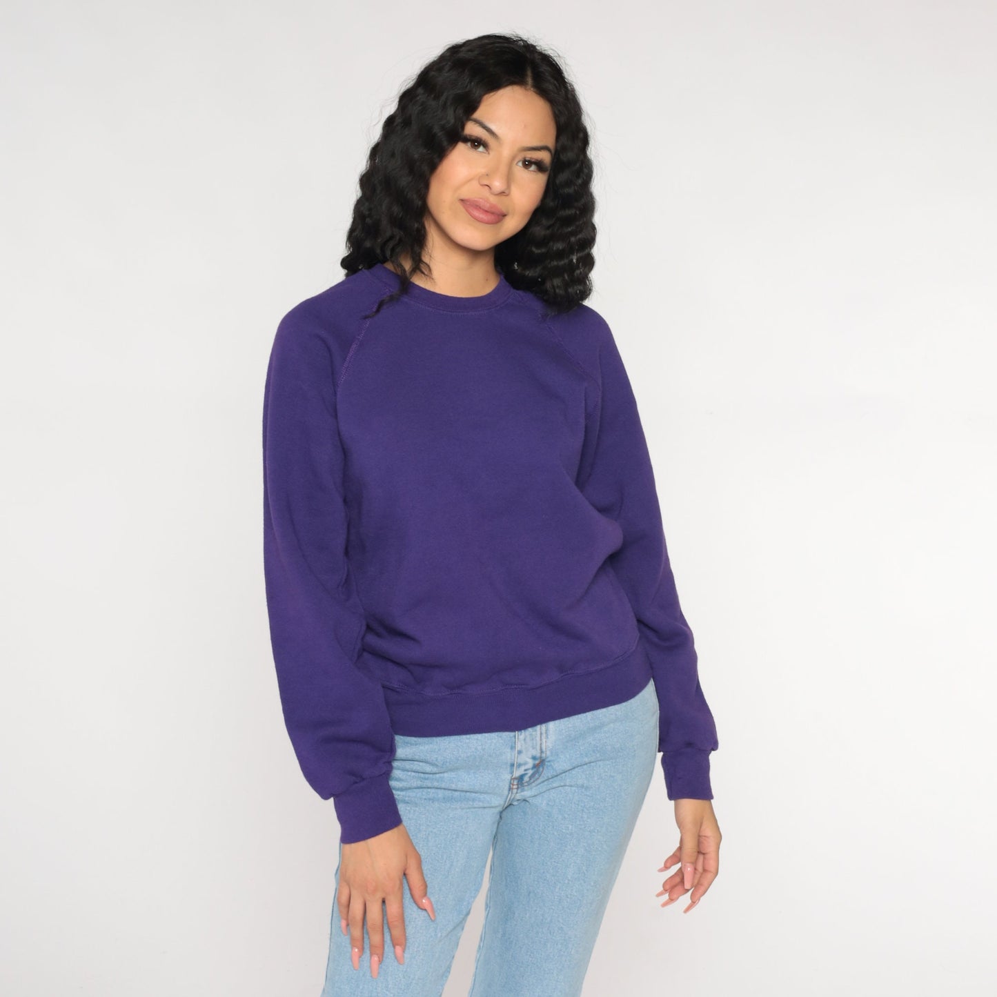 90s Purple Raglan Sweatshirt Crewneck Pullover Small S