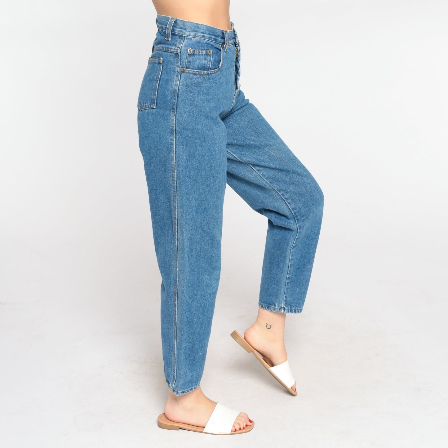 90s High Waist Straight Leg Jeans Blue Denim Small S