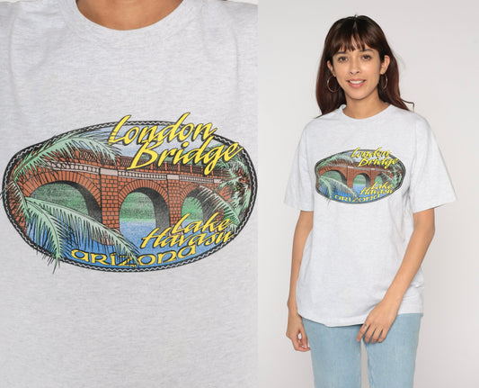 90s Lake Havasu London Bridge Arizona Graphic Tee Heather Grey Medium