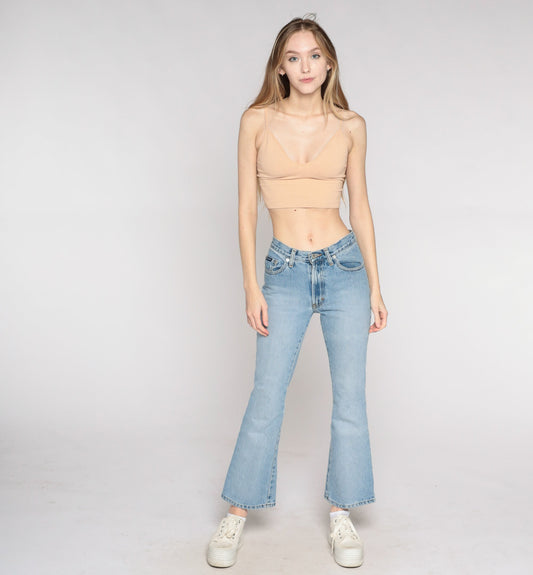00s Express Bleus Low Rise Flare Jeans Light Wash Denim Petite XS