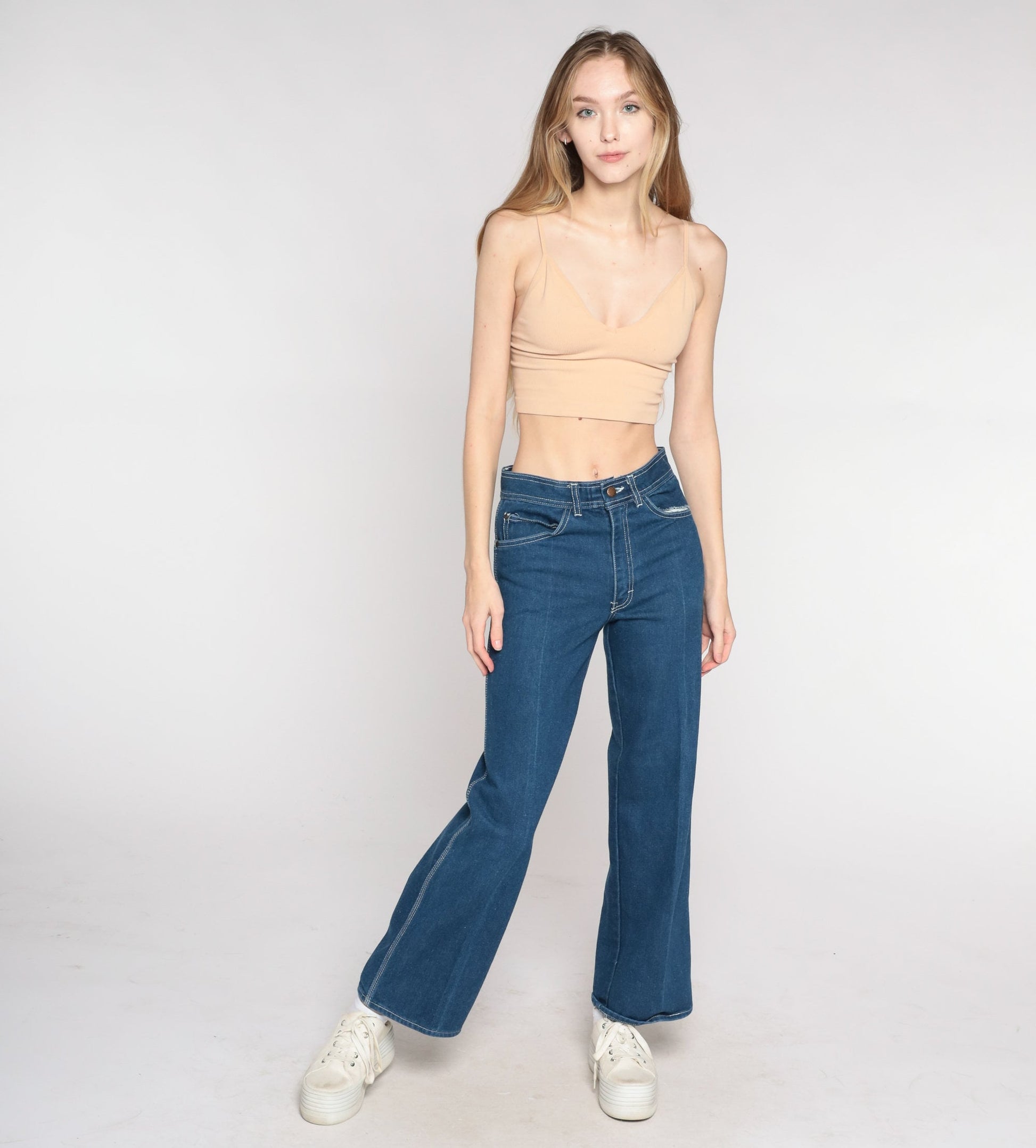 80s Delance High-Waist Straight-Leg Jeans Dark Blue Denim Small