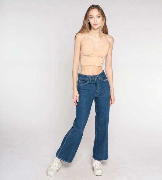 80s Delance High-Waist Straight-Leg Jeans Dark Blue Denim Small