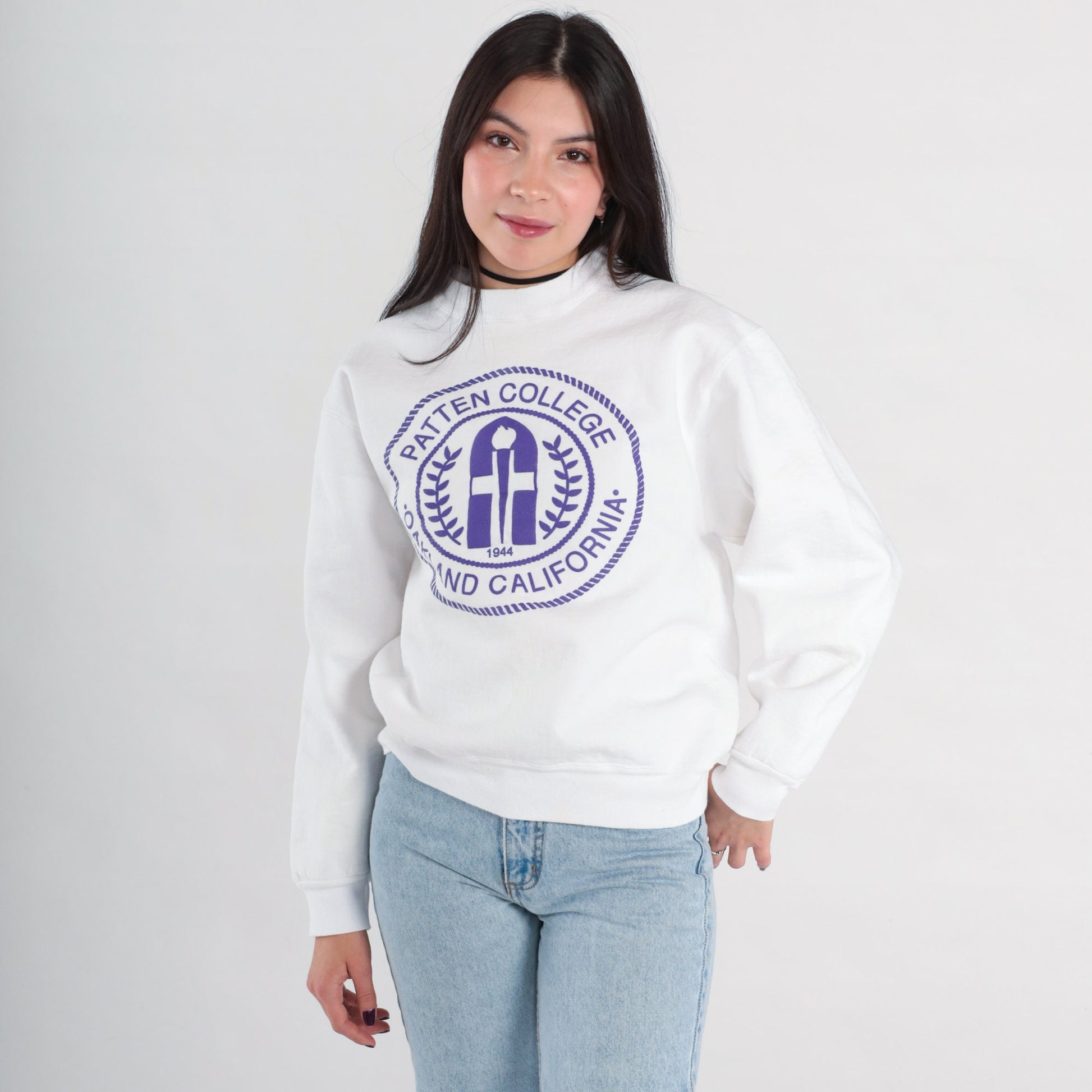 90s Patten College Oakland Graphic Sweatshirt White Small