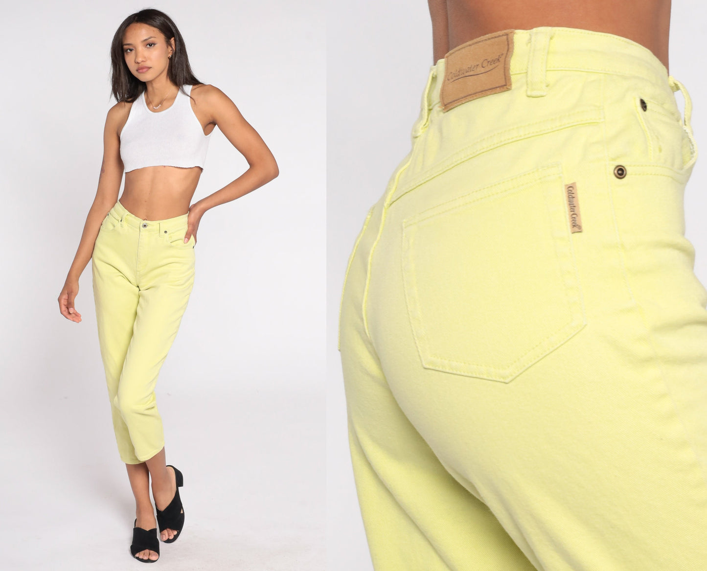 Y2K Coldwater Creek Lime Green High-Rise Skinny Jeans Petite 4