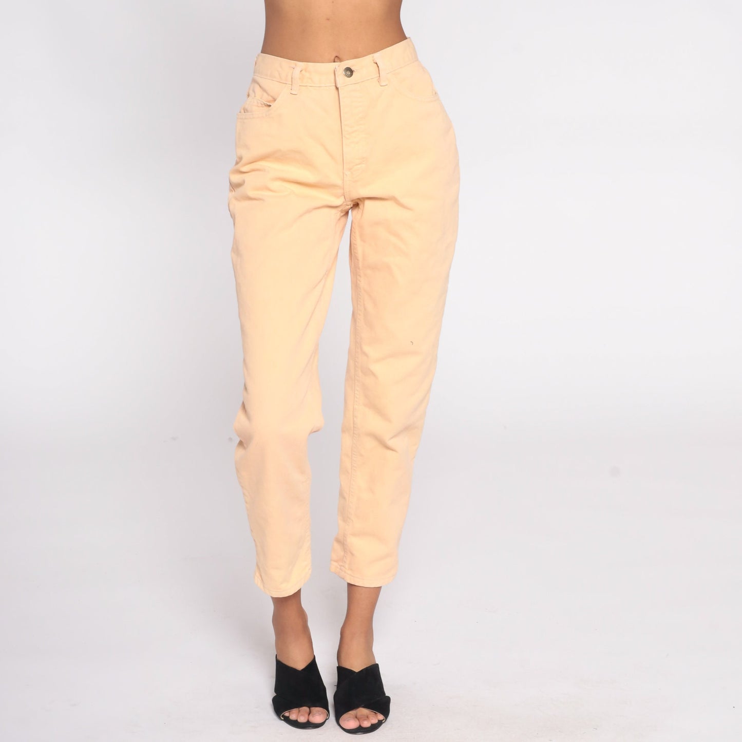 90s Peach Denim Jeans High Rise Slim Tapered Mom Jeans Small 27