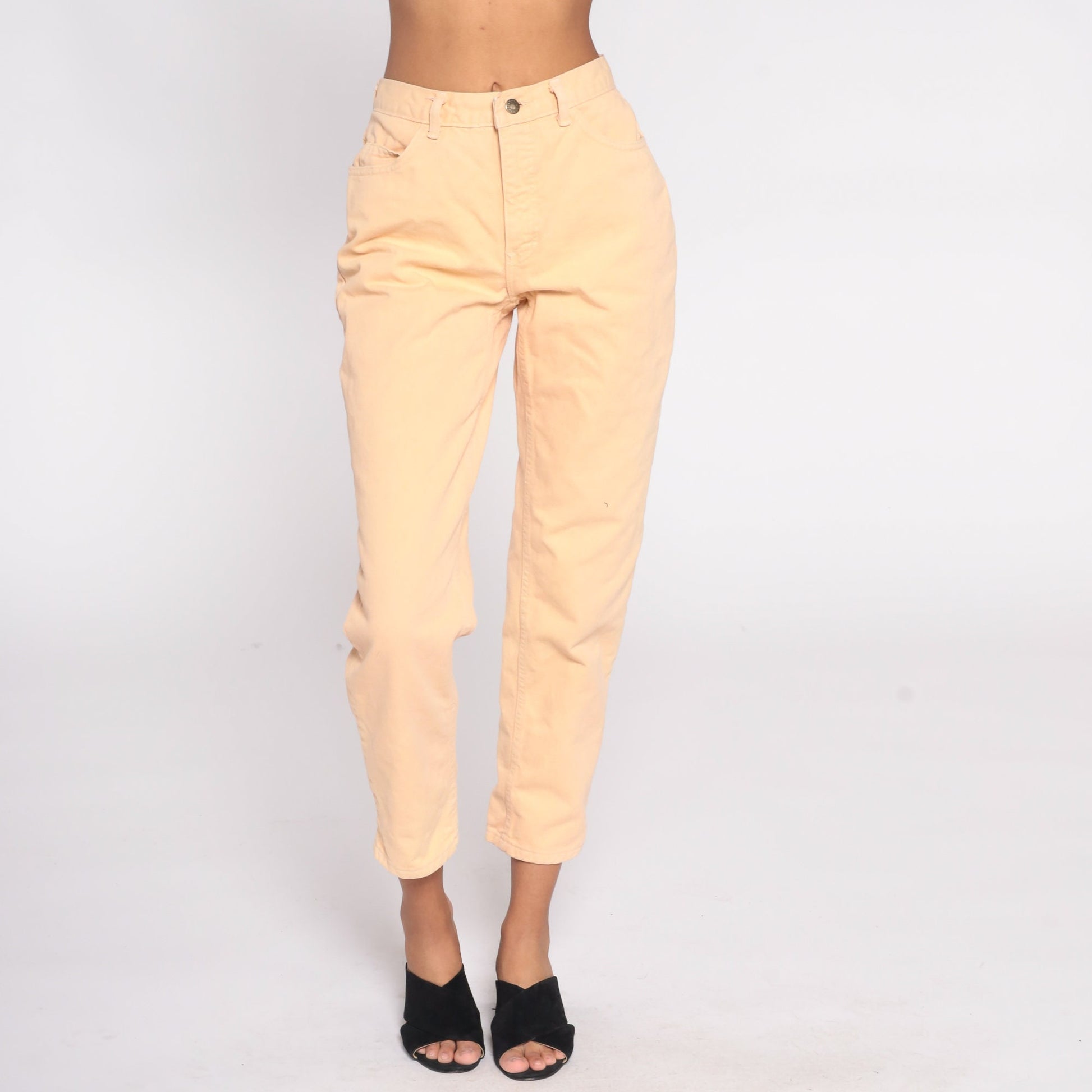90s Peach Denim Jeans High Rise Slim Tapered Mom Jeans Small 27
