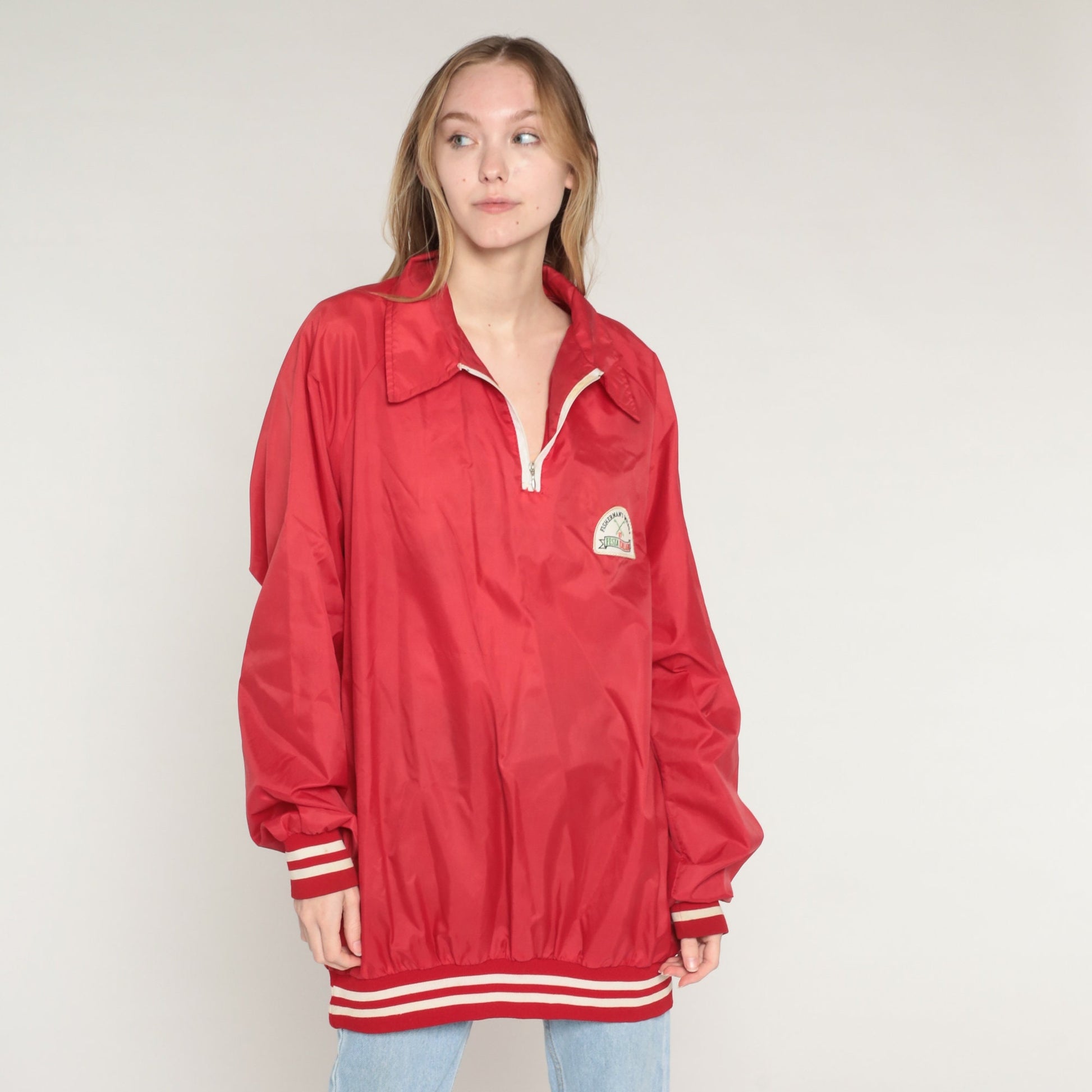 1987 Fisherman's Wharf Festa Italiana San Francisco Red Windbreaker Jacket Extra Large