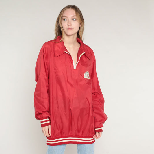 1987 Fisherman's Wharf Festa Italiana San Francisco Red Windbreaker Jacket Extra Large
