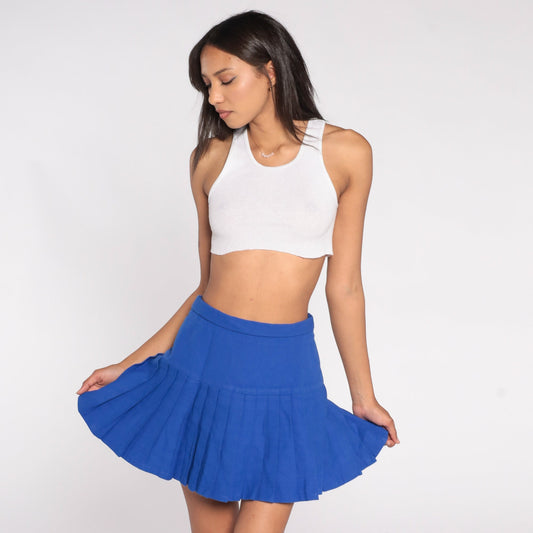 70s Albion Tennis Skirt Royal Blue Pleated Mini High Waist Small