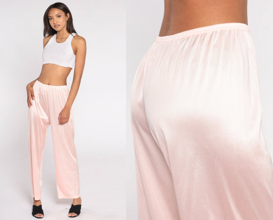 70s Vanity Fair Nylon Pajama Pants Baby Pink High Waisted Medium