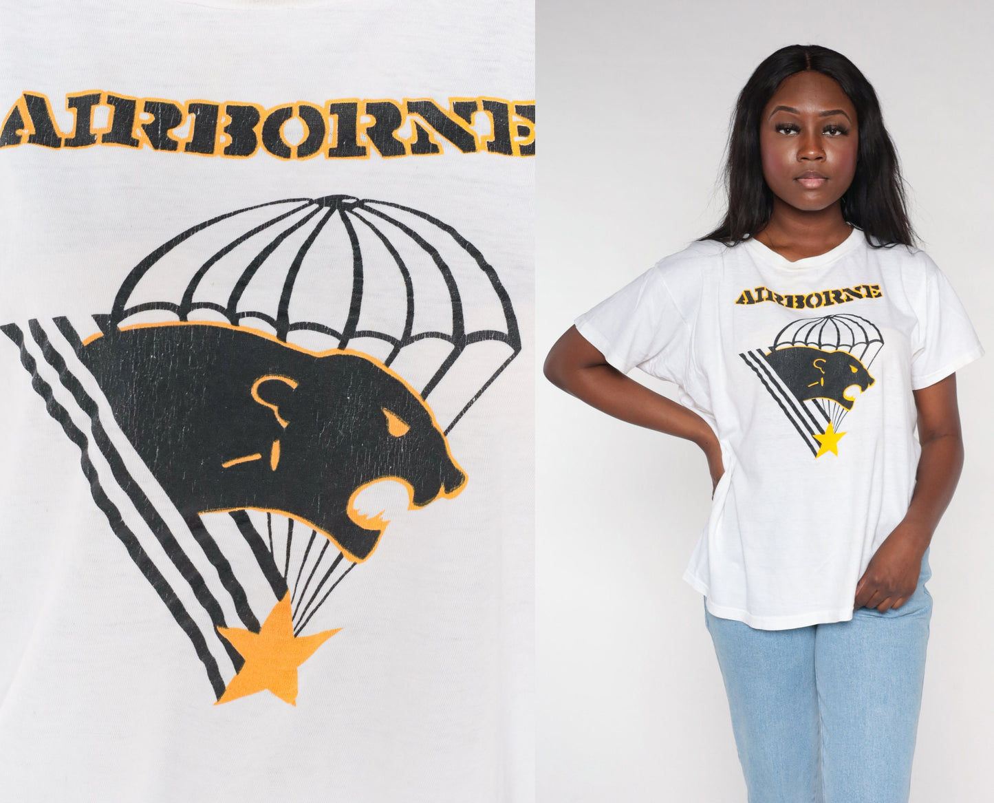 90s Panther Brigade Airborne Graphic T-Shirt Fort Bragg Large L