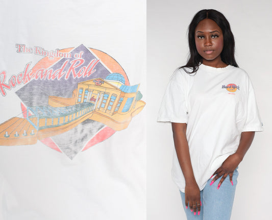 90s Hard Rock Cafe Orlando Graphic T-Shirt Kingdom of Rock and Roll White Extra Large