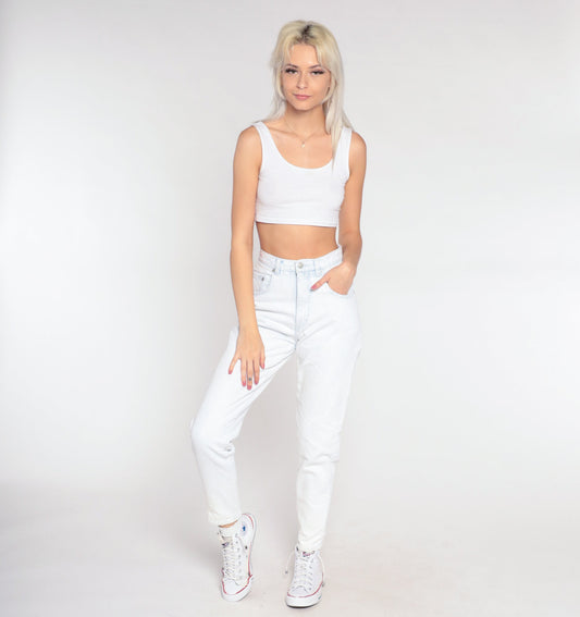 90s Jordache High Waisted Skinny Mom Jeans Pale Blue Denim Ankle Cutout Extra Small