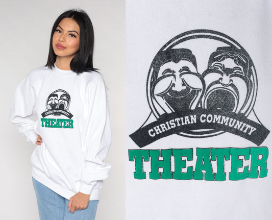 90s Christian Community Theater Sound of Music Sweatshirt White Raglan XL