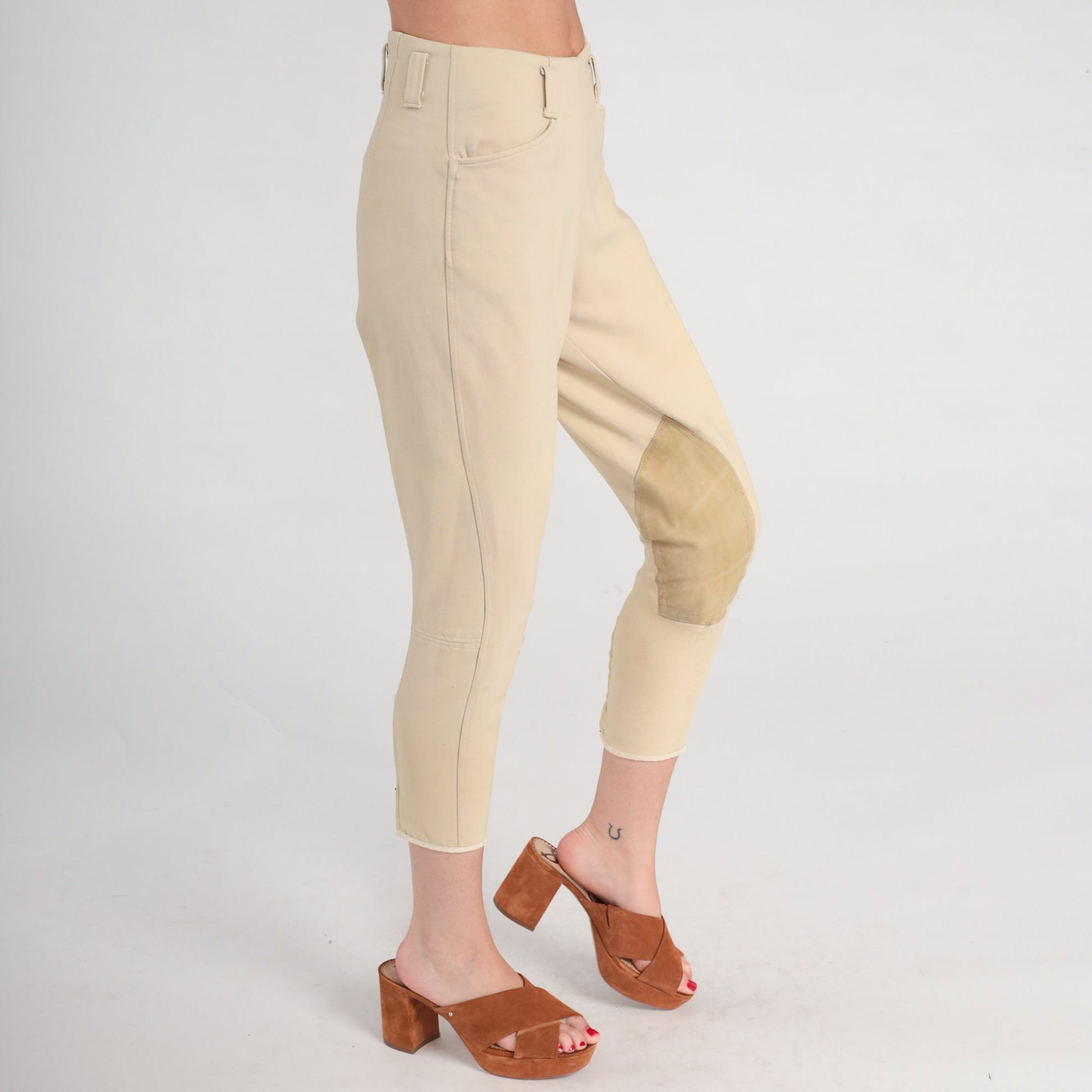 80s Beige Riding Breeches High-Waisted Equestrian Pants Extra Small
