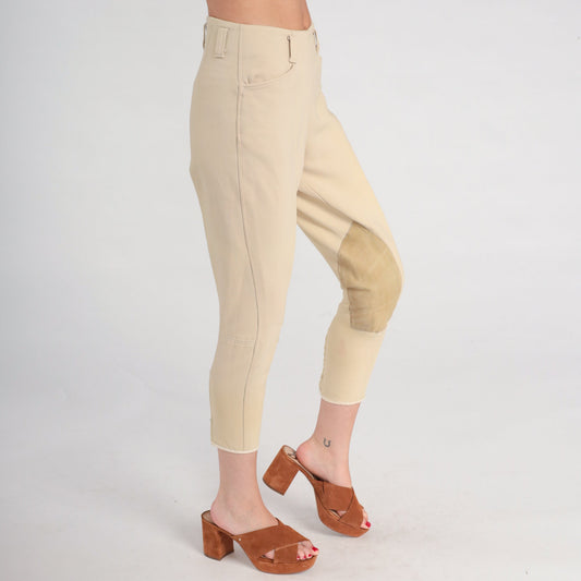 80s Beige Riding Breeches High-Waisted Equestrian Pants Extra Small