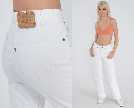 80s Levi's Orange Tab High-Rise Straight Jeans White Denim Extra Small