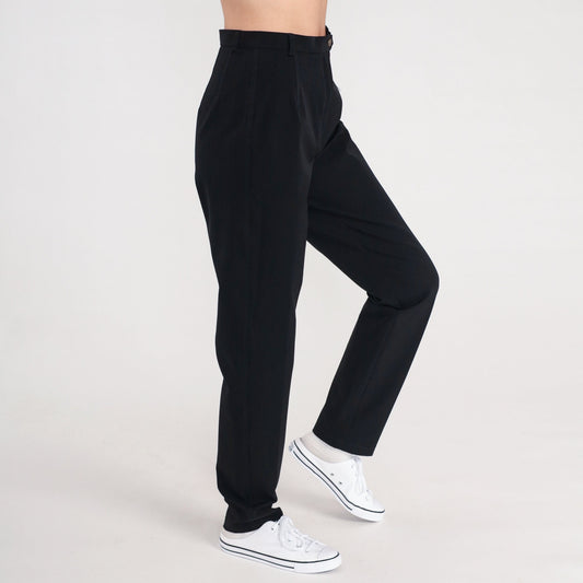 90s Mondi Black Tapered High-Waist Trousers Small