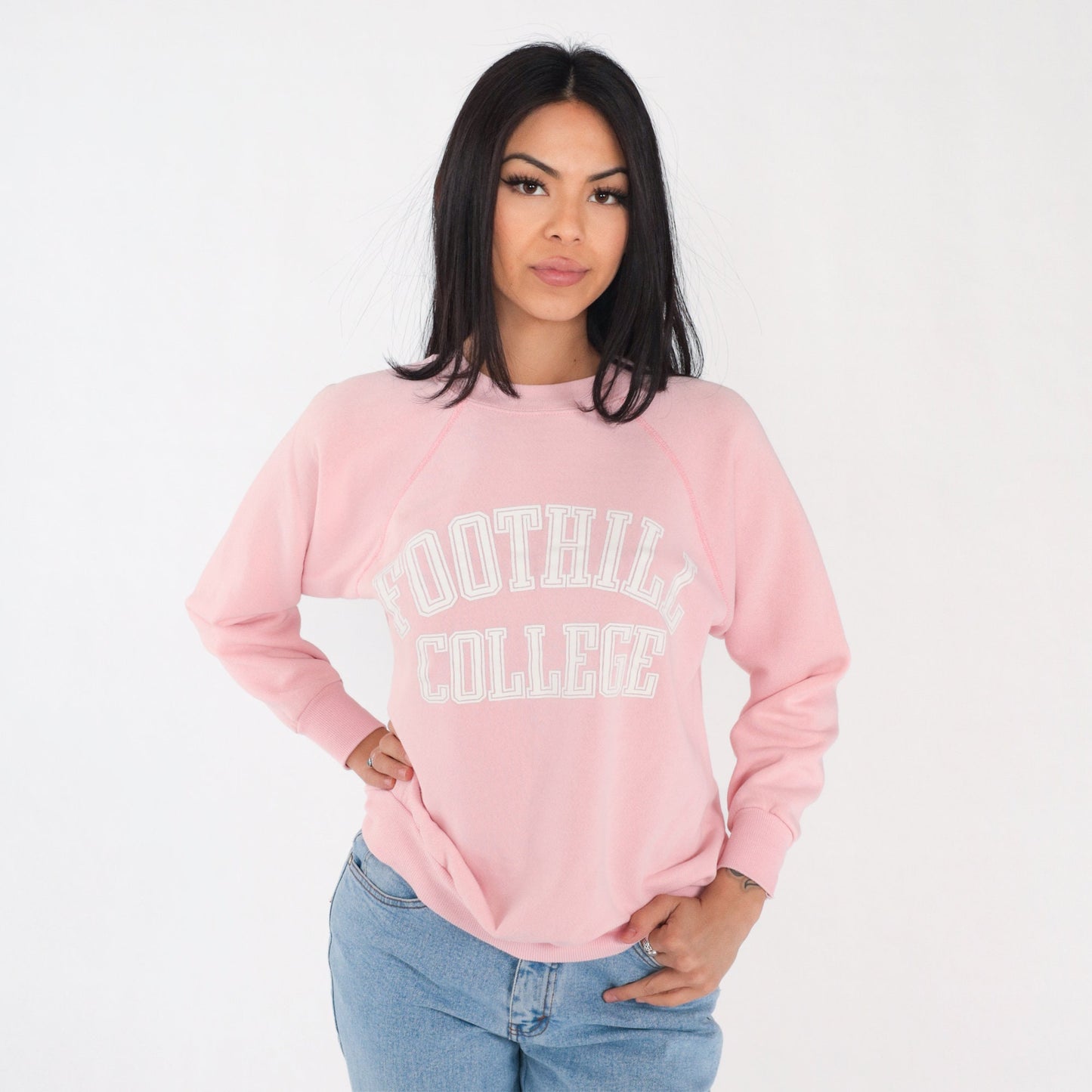 80s Foothill College Baby Pink Raglan Sweatshirt Los Altos Hills Medium
