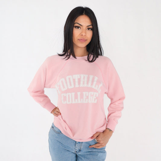 80s Foothill College Baby Pink Raglan Sweatshirt Los Altos Hills Medium