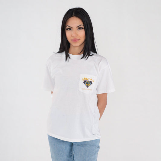 90s Arizona Grand Canyon State Graphic Pocket T-Shirt White Cotton Medium
